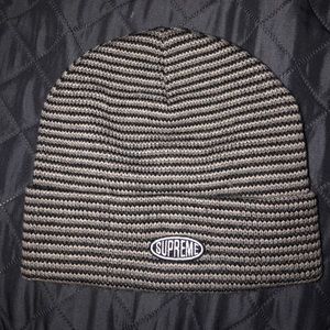 Black and grey supreme beanie